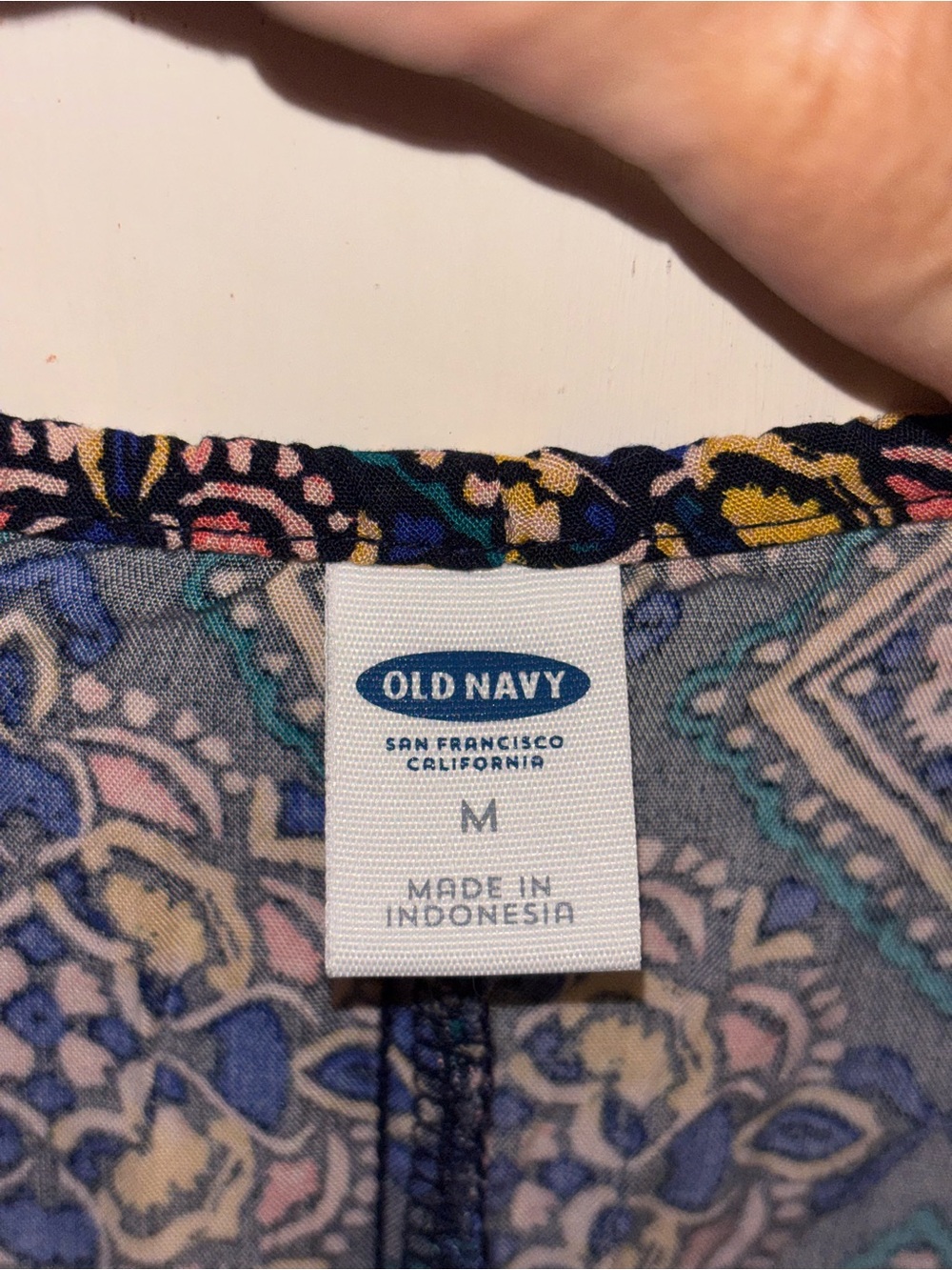 Old Navy Navy and Yellow Patterned Spaghetti-Strap Maxi Dress - Picture 7 of 7